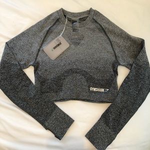 Gymshark Black/grey ombré seamless longsleeve crop
